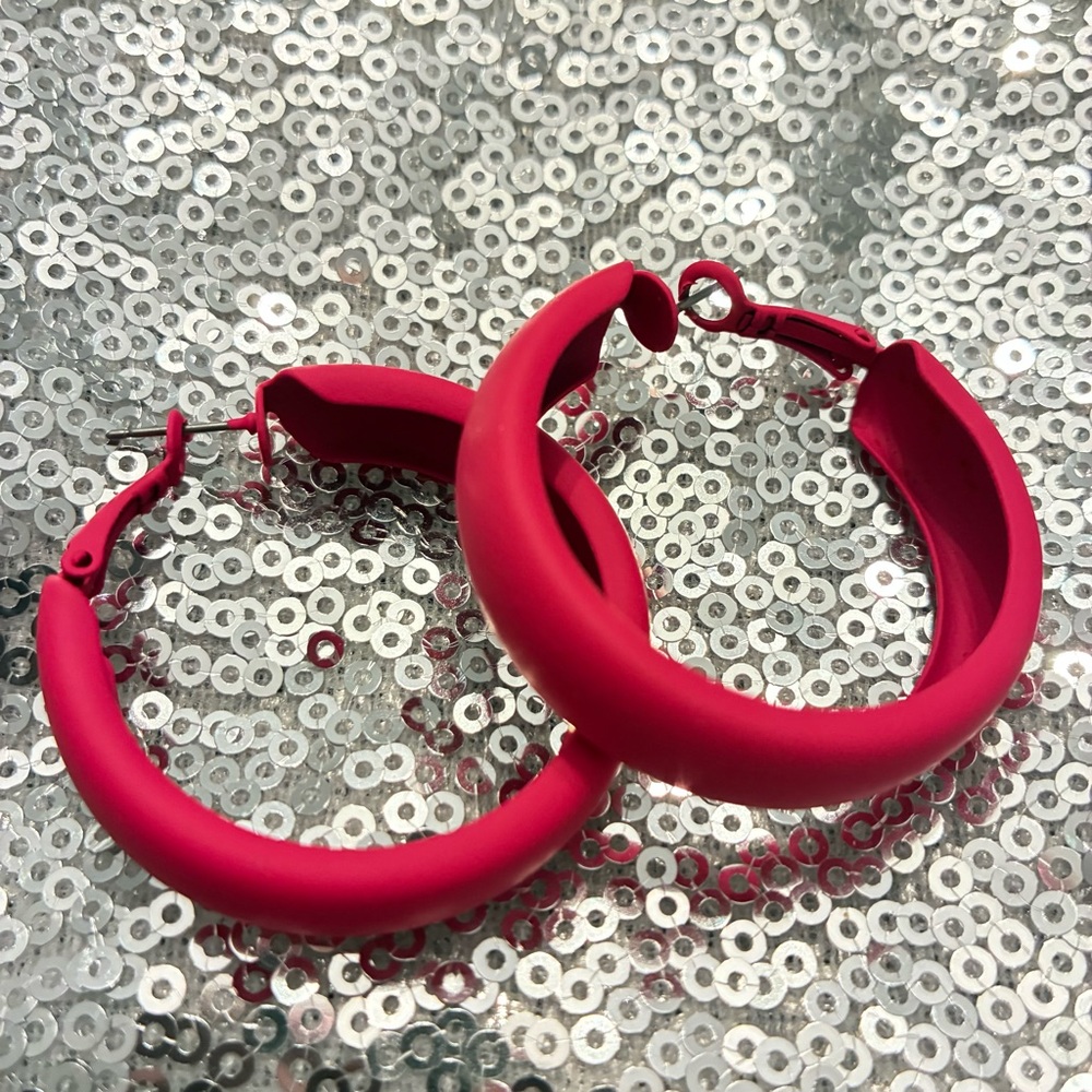 Bold Pink Hoop Earrings